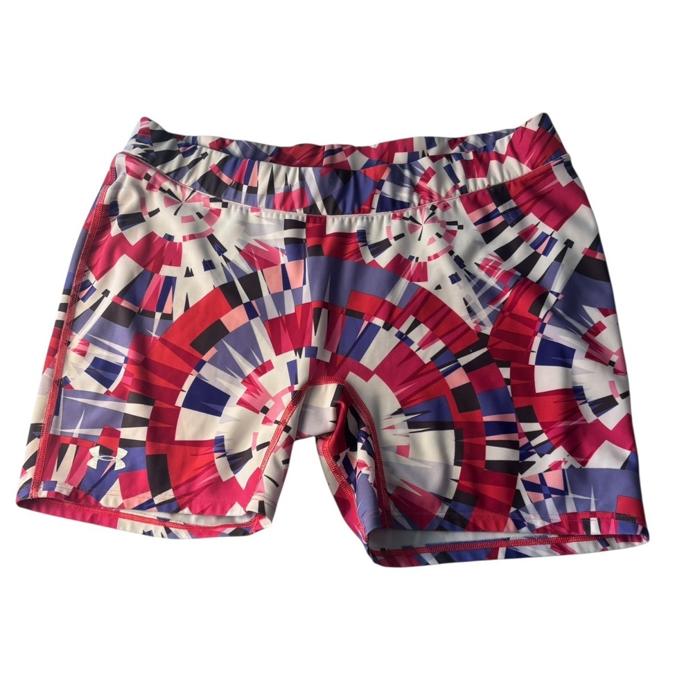 Under Armour Geometric Compression Heat Gear Shorts Pink Purple Athletic XL